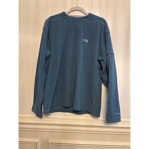 The North Face TKA 100 Sweatshirt Men's L Blue Fleece Pullover Crew Long Sleeve